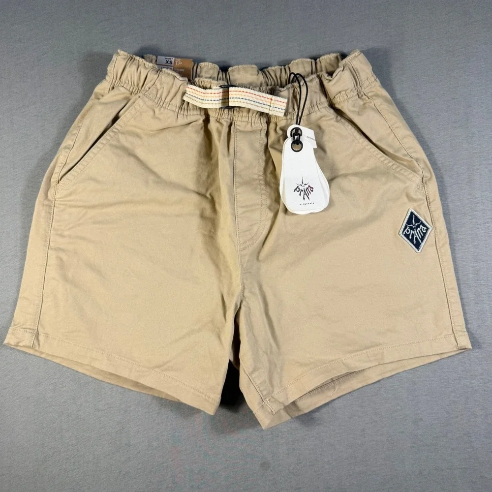 Prana Mojave Short Mens XS Cliffside Khaki Organic Cotton Belted 5 Inch Inseam